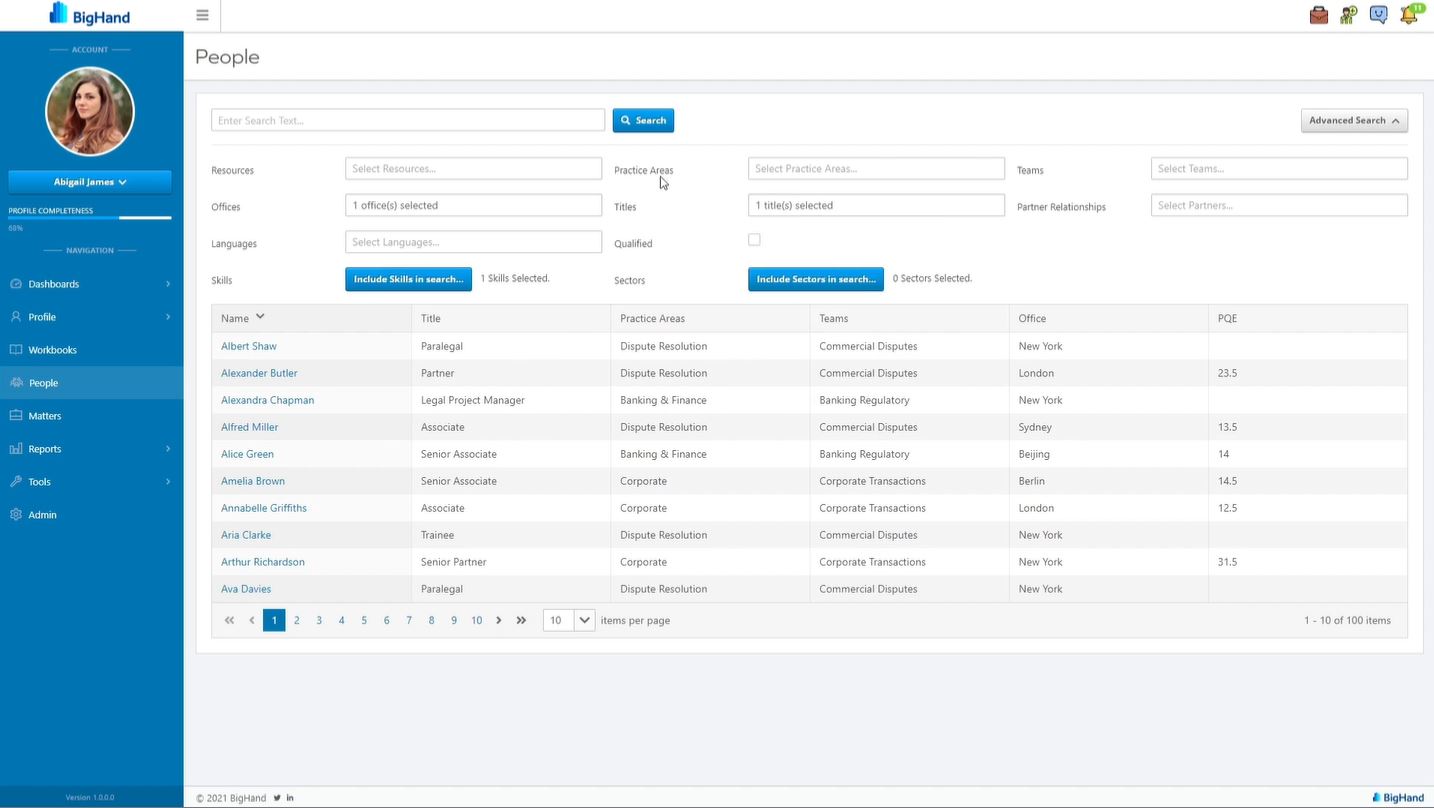 screenshot of BigHand Resource Management